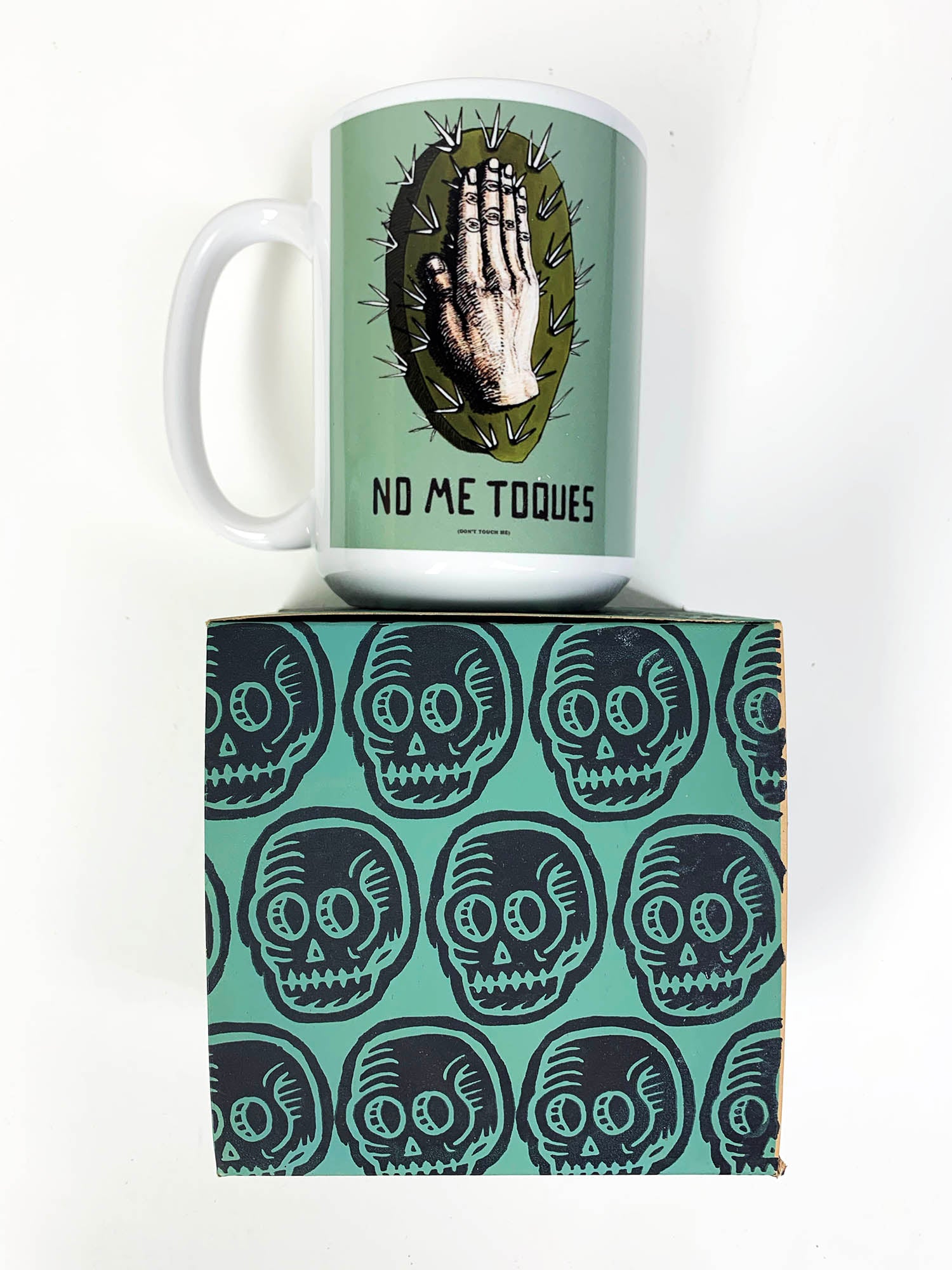 No Me Toques coffee mug and hand printed box